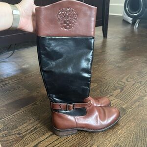 Vince Camuto two tone black and brown riding boots
